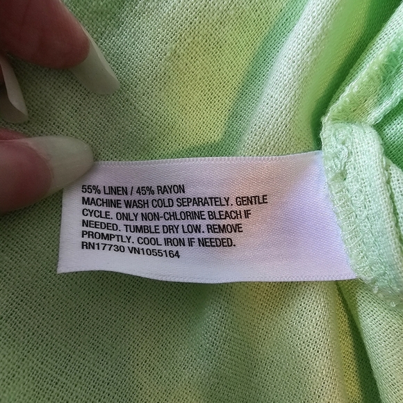 A New Day Women's Linen Short Sleeve Button-Down Camp Shirt Front Pocket, Green - Picture 7 of 9